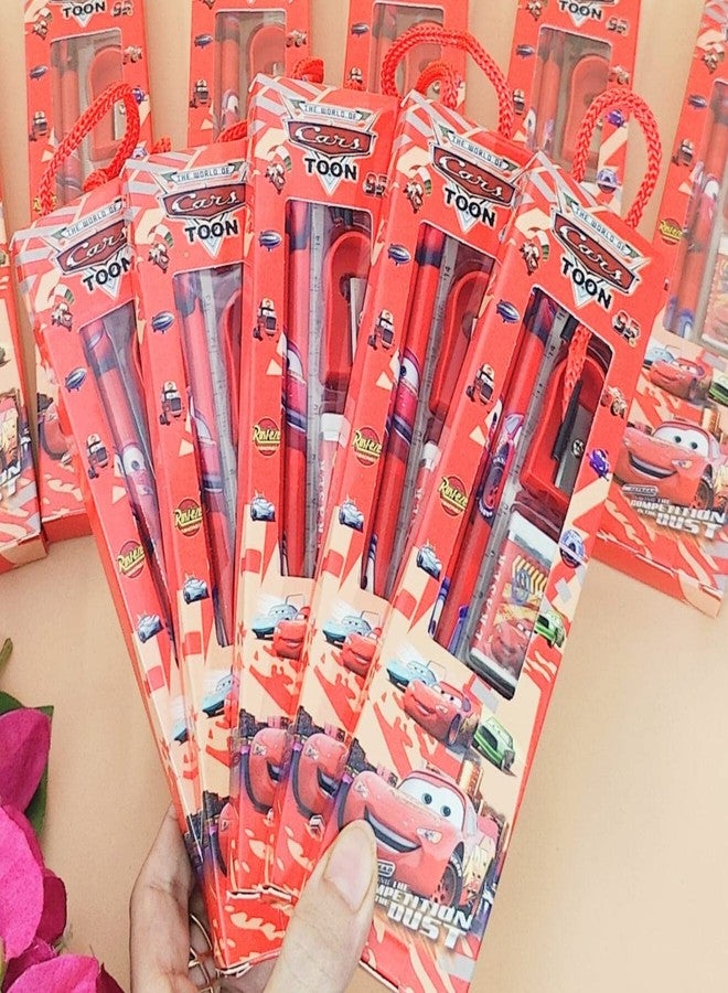 Tera13 Birthday Return Gifts For Kids Stationery Gifts (10 Pcs) Stationary Set Kit For Boys Car Theme Pencil Eraser Sharpene Stationary Items Return Gifts For Kids Kanjak Gifts, Multicolor - Image 1